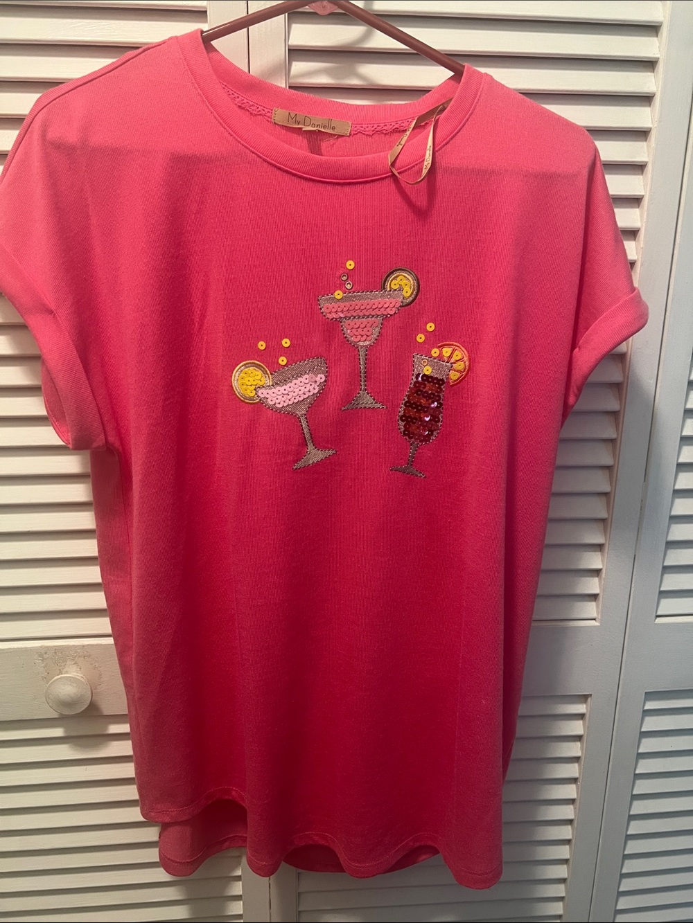 #3163**Pink Sequin Cocktail Tee
